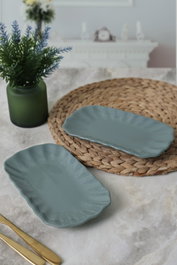 Hermia Juego de Platos de Gres Cerámico Azul Claro (2 Piezas) 23 x 13 cm